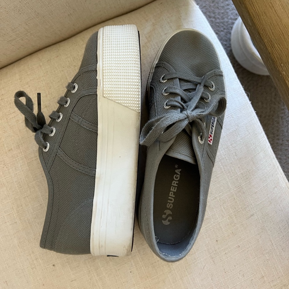 Superga Gray Platform Sneakers